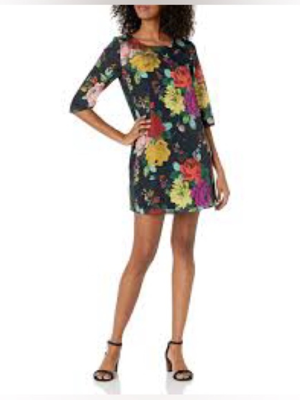 Ted Baker Black Mini Dress with Multicolor Floral Print